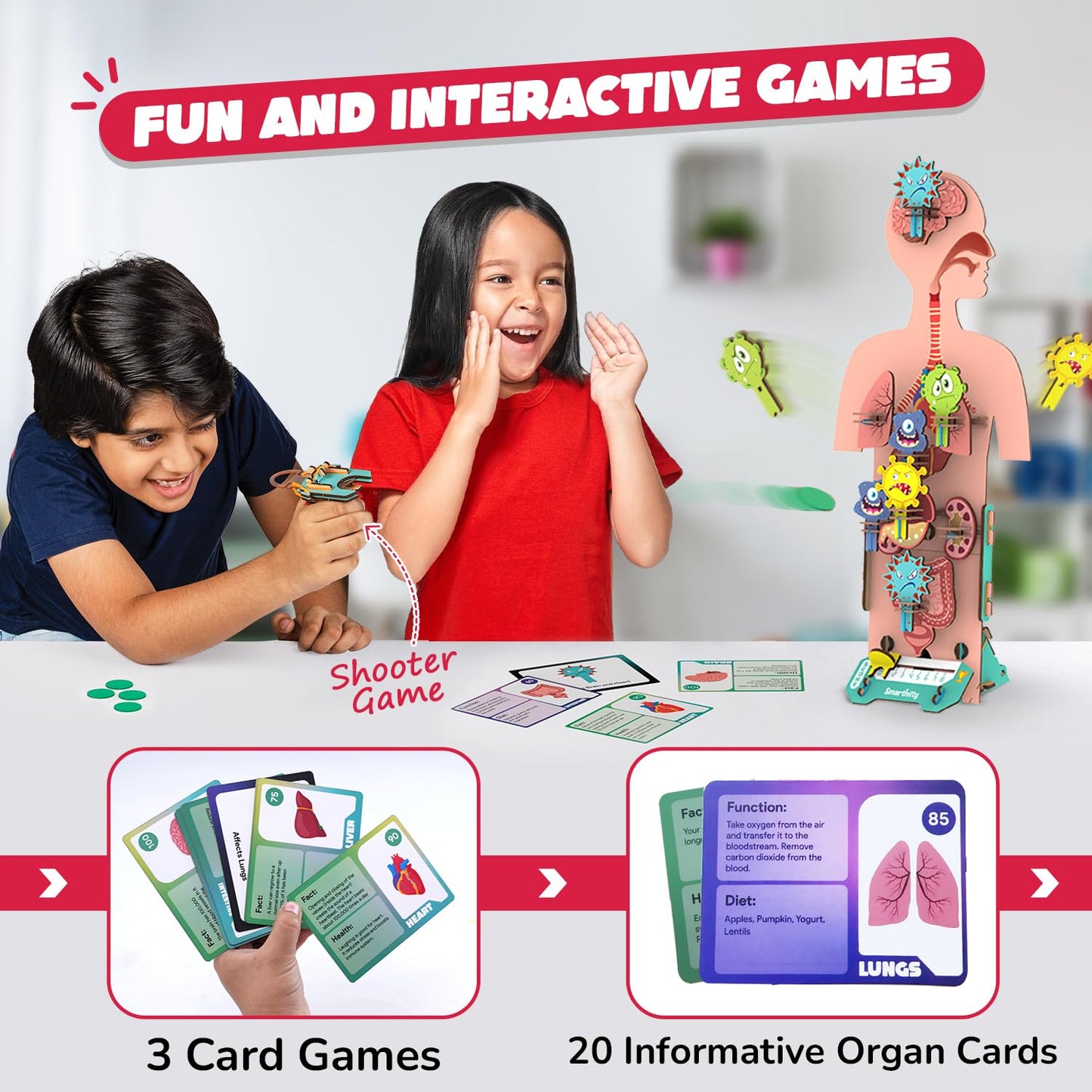 Smartivity Human Body Toy for Kids 6-12 Years|Body Organs & Functions|Birthday Gifts for Unisex|DIY Science Toys 6,7,8,9,10,11,12,13,14 Years Old I STEM Building Set Wooden Construction Game,79 Pcs