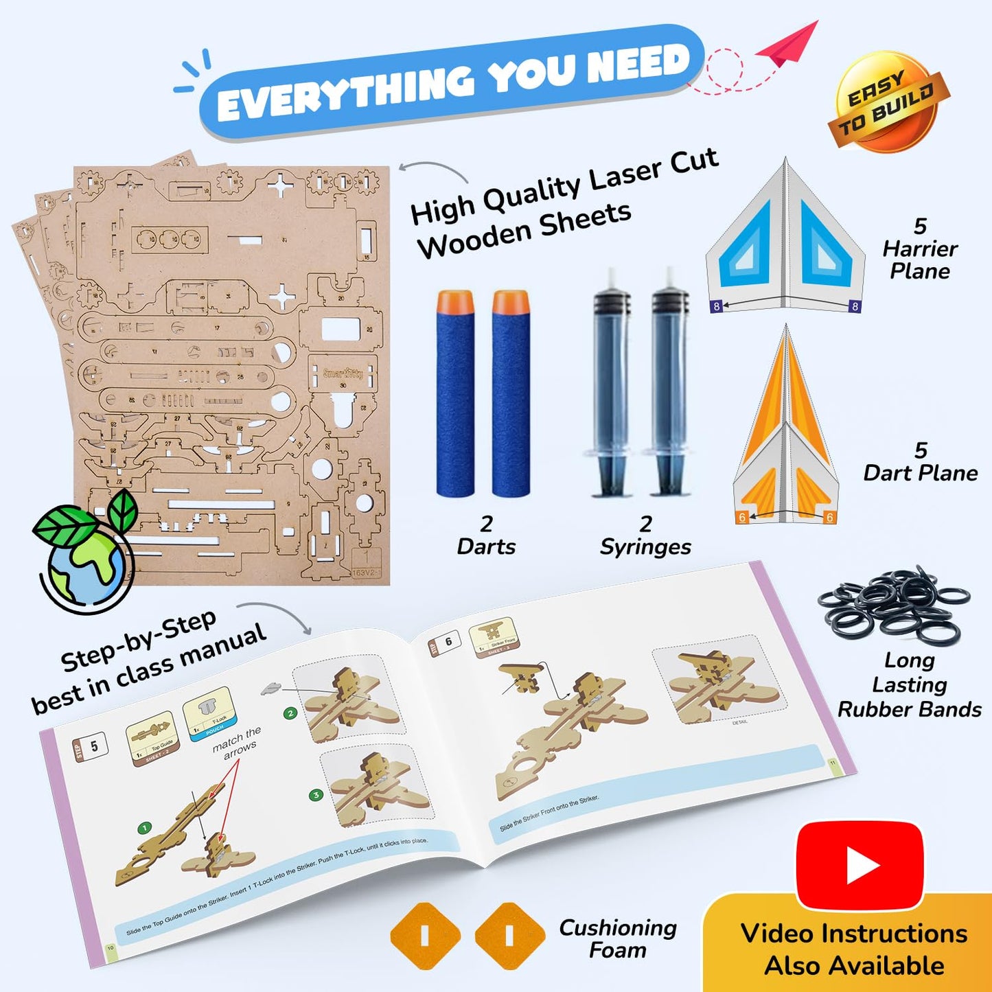 Smartivity 2in1 Hydraulic Aeroplane & Dart Launcher Toy for Kids 6-8-10-12-14 Years Old | Shoots Planes/Darts Far in Air I Exciting Birthday Gifts for Boys & Girls | DIY Science Toy for Kids 6-14
